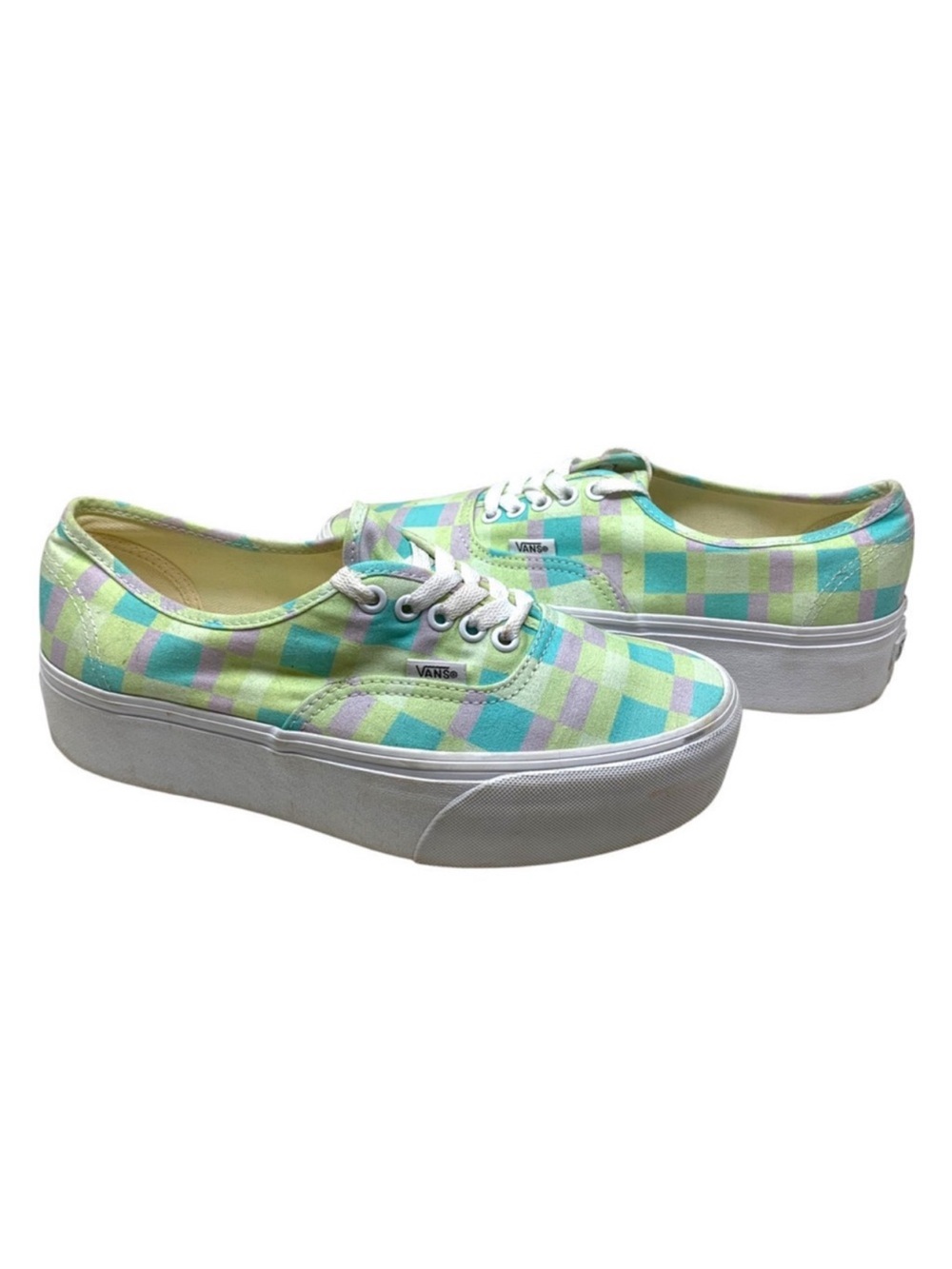 Vans Women's Pastel Check Platform Sneakers - Mint, Lavender, Aqua